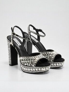 Steve Madden Rhinestone Crystal Platform Heels | Embellished Size 8.5 NWT